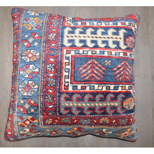 Large Square Navy Malayer Rug Pillow No. p5199