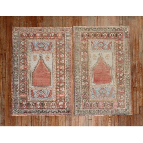 Pair of Muted Turkish Prayer Rugs No. r1604 