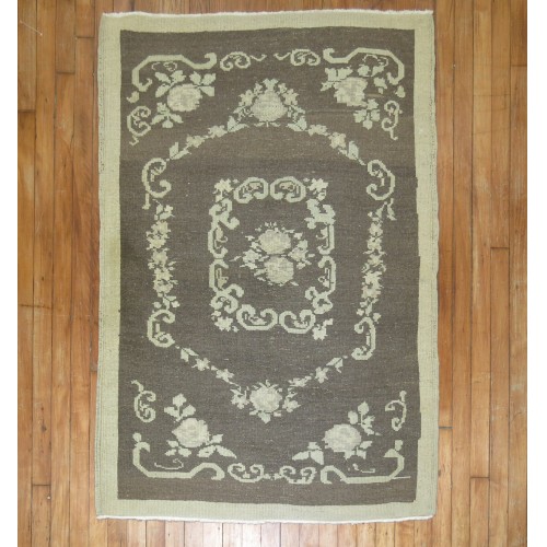 Gray Floral Turkish Konya Rug No. r1863