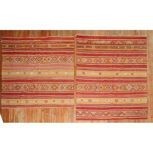 Pair of Turkish Kilim Flat-Weaves No. r3102 r3103