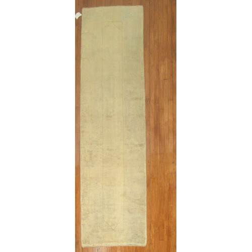 Pale Vintage Turkish Oushak Runner No. r3292