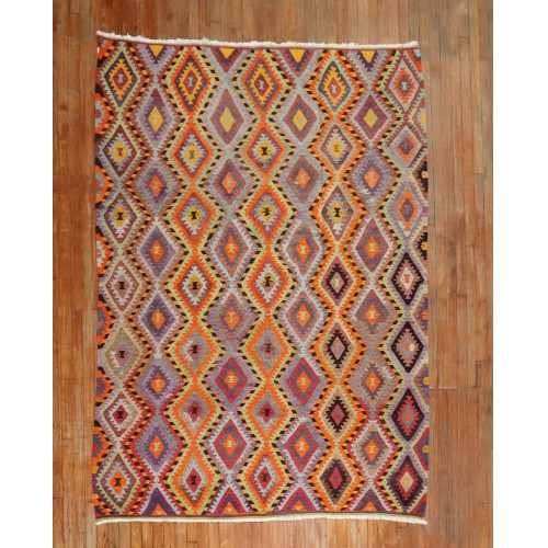 Dazzling Vintage Turkish Kilim No. r3334