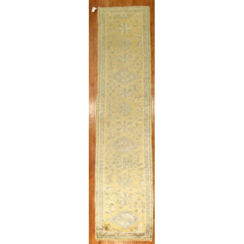 Yellow Antique Turkish Oushak Runner No. r3436