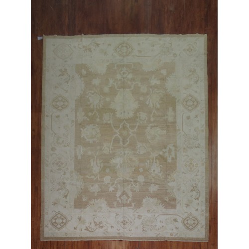 Brown Oushak Turkish Repro Rug No. r3913