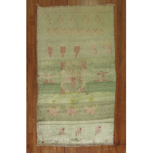 Light Green Pink Turkish Tulu Shag Rug No. r4149