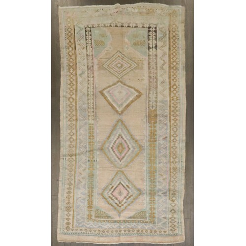 Geometric Vintage Turkish Pop Of Pink Accent Rug No. r4164
