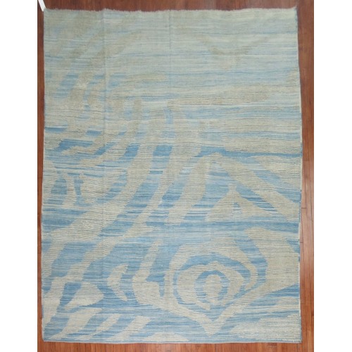 Modern Inspired Blue Turkish Souf Rug No. r4201