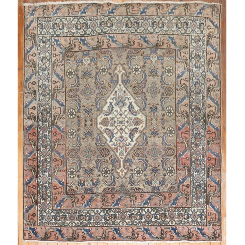 Persian Brown Bibikabad Small Square Rug No. r4205