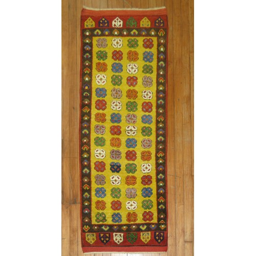 Yellow Vintage Turkish Runner No. r4417