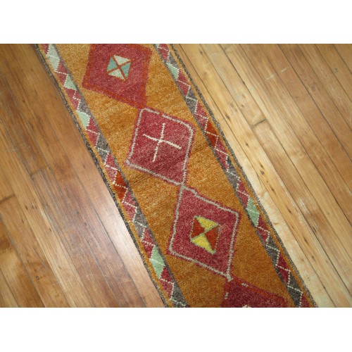 Narrow Orange Anatolian Runner No. r4682