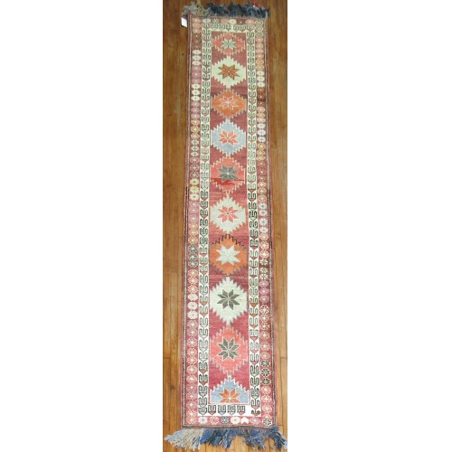 Narrow Vintage Turkish Runner No. r4767