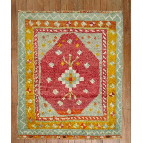 Colorful Turkish Tulu Scatter Square Rug No. r4769