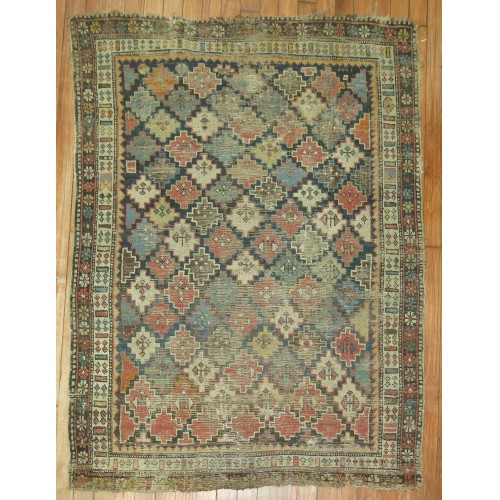 Worn Caucasian Square Rug No. r4815