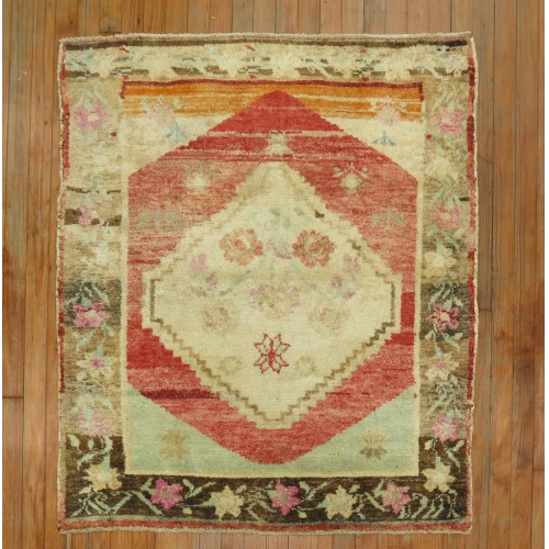 Square Medallion Turkish Throw Rug No. r4944