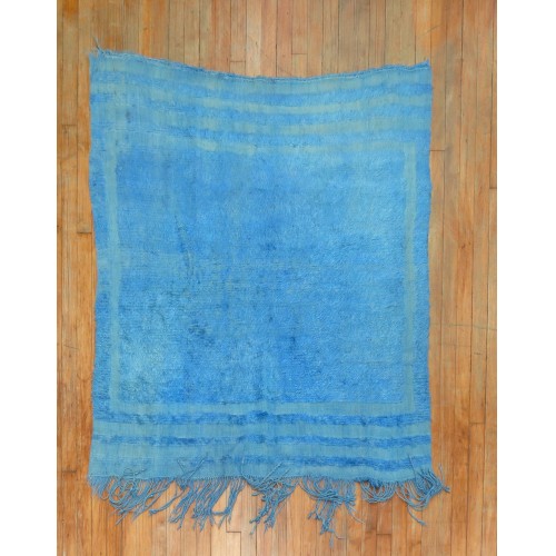 Wild Blue Vintage Turkish Mohair Rug No. r5000