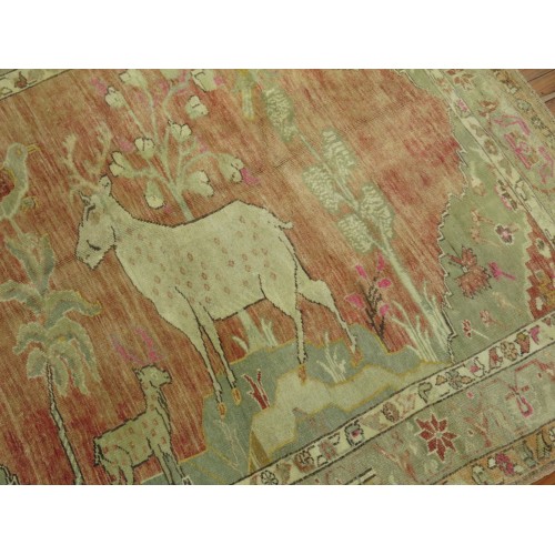 Pictorial Turkish Anatolian Deer Rug No. r5063