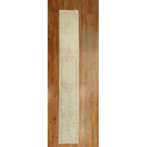 Pale Narrow Antique Oushak Runner No. r5101