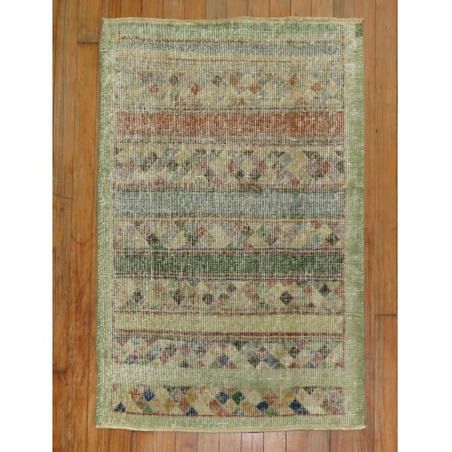 Green Shabby Chic Turkish Deco Rug No. r5112