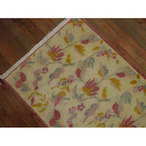 Vintage Turkish Feminine Floral Rug No. r5123