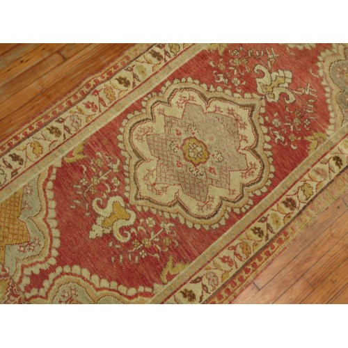 Formal Medallion Vintage Small Oushak Runner No. r5124