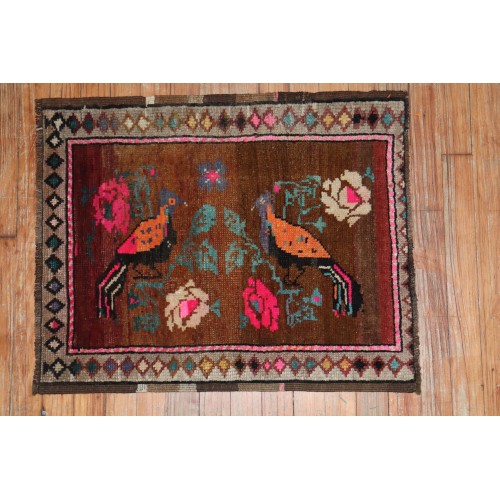 Double Pigeon Vintage Turkish Rug No. r5260