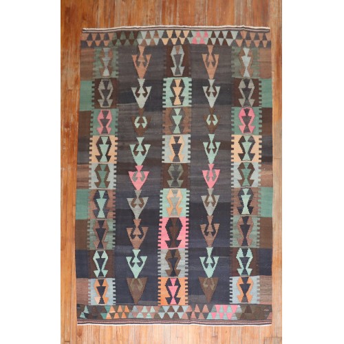 Tribal Bohemian Vintage Turkish Kilim Flat-Weave No. r5275