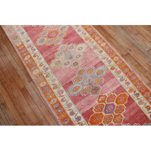 Faded Red Turkish Anatolian Runner  No. r5369