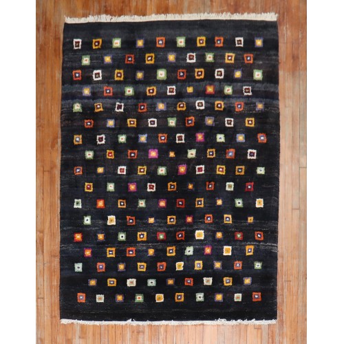 Primitive Turkish Contemporary Box Square Pattern Rug No. r5378