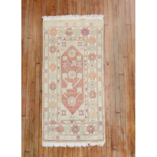 Muted Vintage Turkish Scatter Rug No. r5382