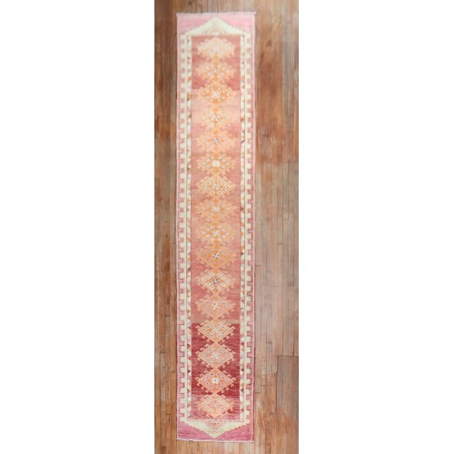 Orange Red Long Turkish Anatolian Runner No. r5439