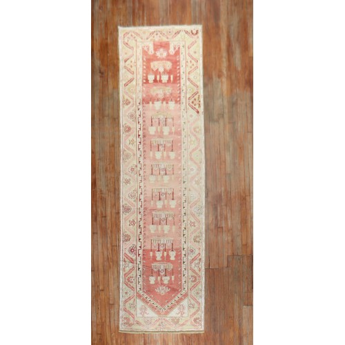 Pink Antique Turkish Runner No. r5480