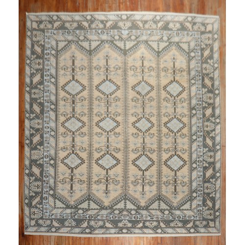 Khaki Tribal Square Room Size Anatolian Rug No. r5486