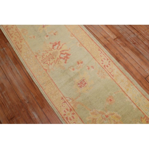 Pale Skinny Turkish Oushak Runner No. r5512