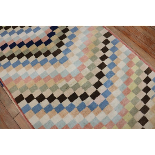 Long Checkerboard Turkish Deco Runner No. r5524