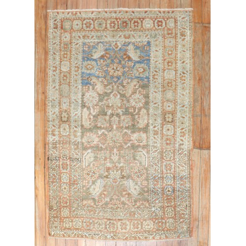 Antique Heriz Abrash Throw Rug No. r5527