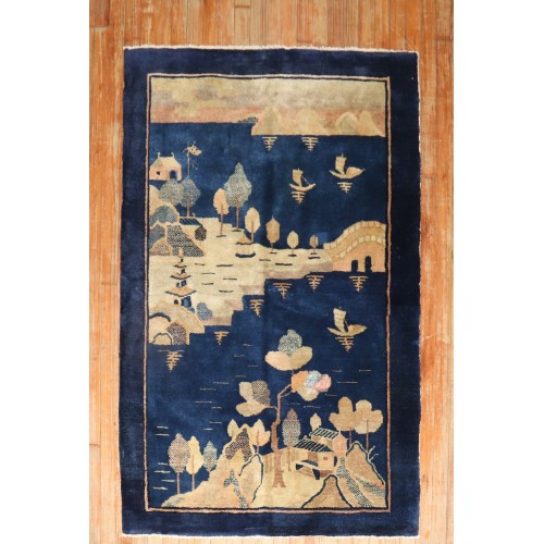 Chinese Pictorial Blue Rug No. r5528