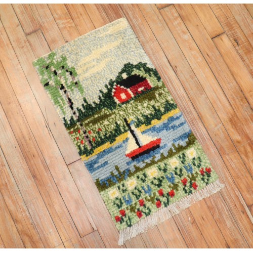 Swedish Rya mini Rug No. r5593