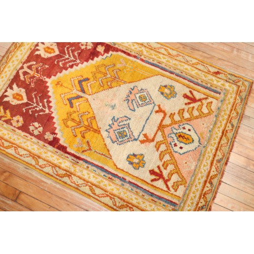 Colorful Antique Oushak Prayer Rug No. r5598