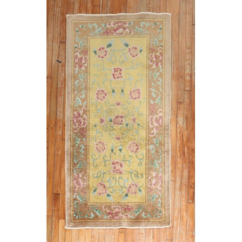 Yellow Floral Art Deco Rug No. r5644