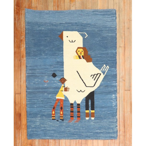 Sad Pigeon Pictorial Persian Kilim Wall Hanging No. r5665