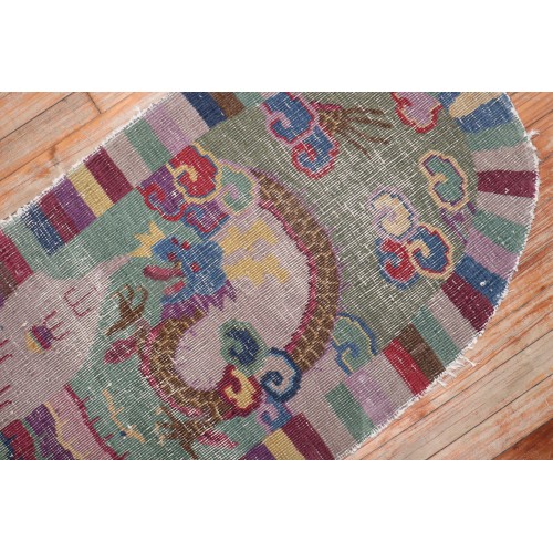 Distressed Oval Dragon Chinese Rug No. r5794