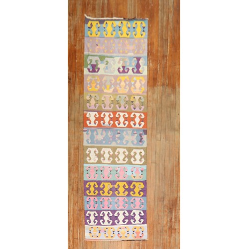 Dazzling Turkish Kilim Runner No. r5843