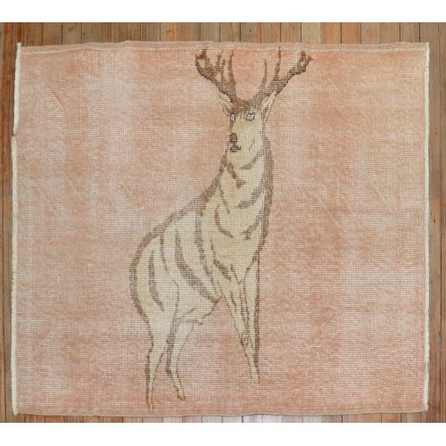 Deer Vintage Turkish rug No. r5855