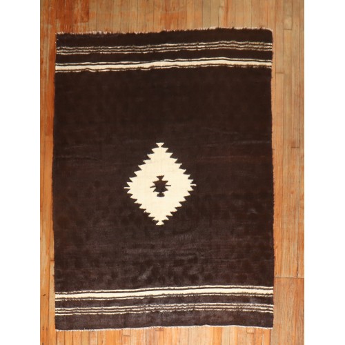 Turkish Black White Mohair Rug No. r5929