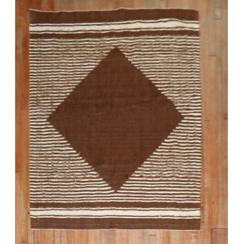 Brown Geometric Turkish Mohair Rug No. r5931