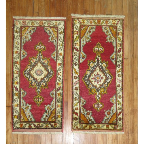 Set of Red Vintage Turkish Rugs No. y1356 y1359