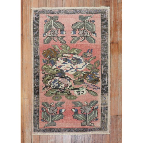 Floral Pink Turkish Mat Mini RUg No. y1849