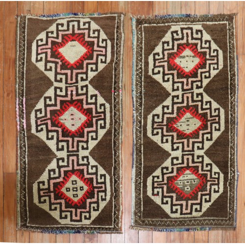 Pair of Brown Turkish Anatolian Rugs No. y1864