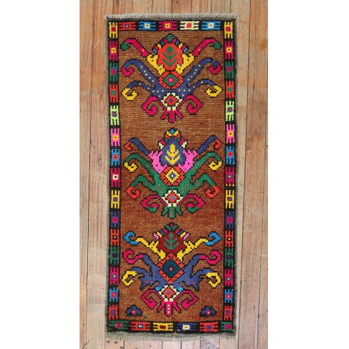 Colorful Turkish Floral Anatolian Mini Rug No. y1884